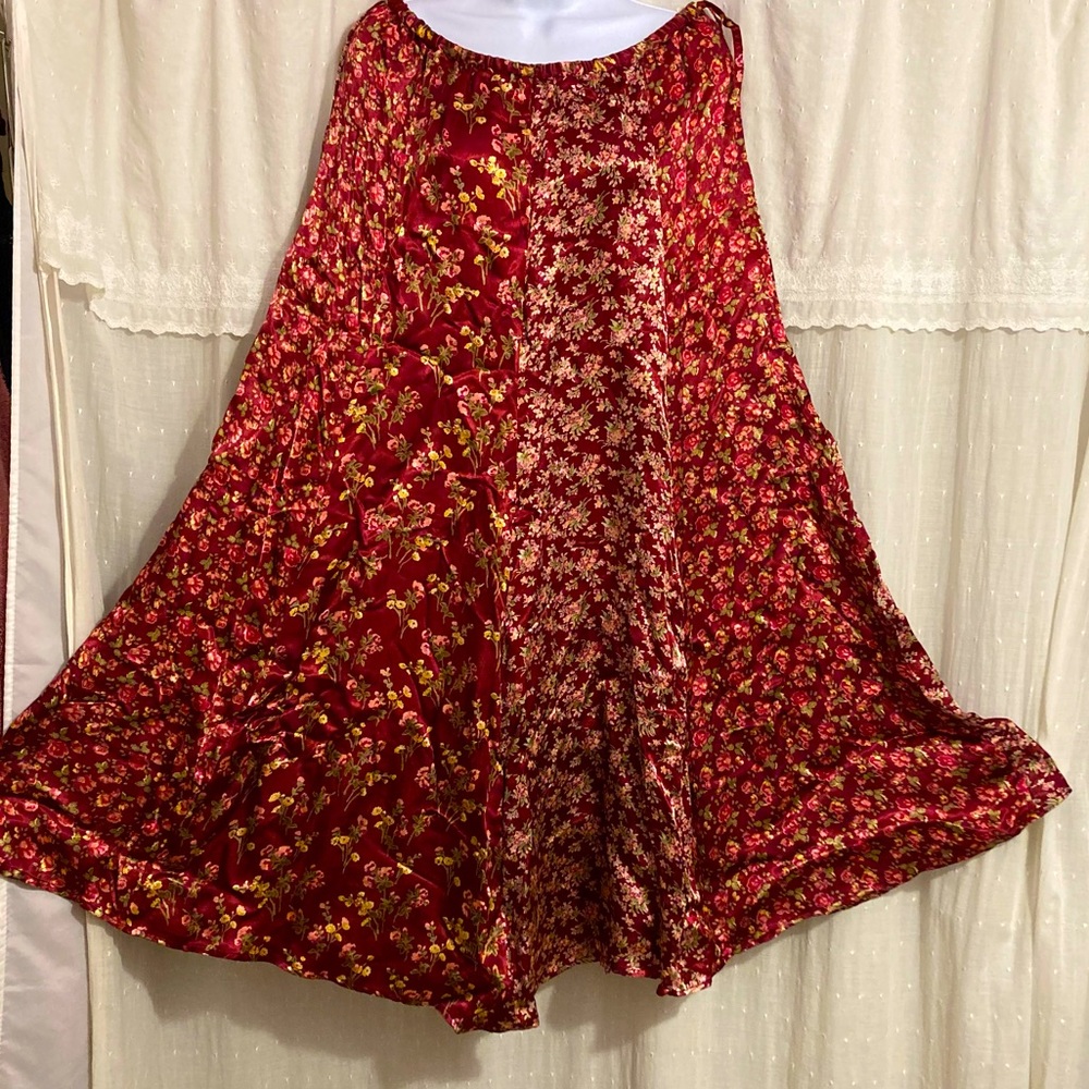 Vintage April Cornell Satiny Floral Skirt - Picture 2 of 14